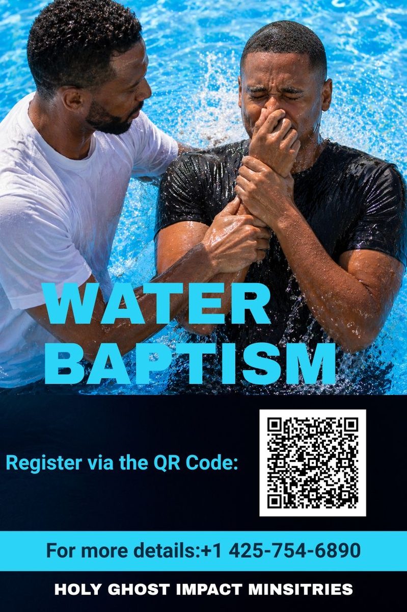 Water Baptism — register via QR code, details +1 425-754-6890
